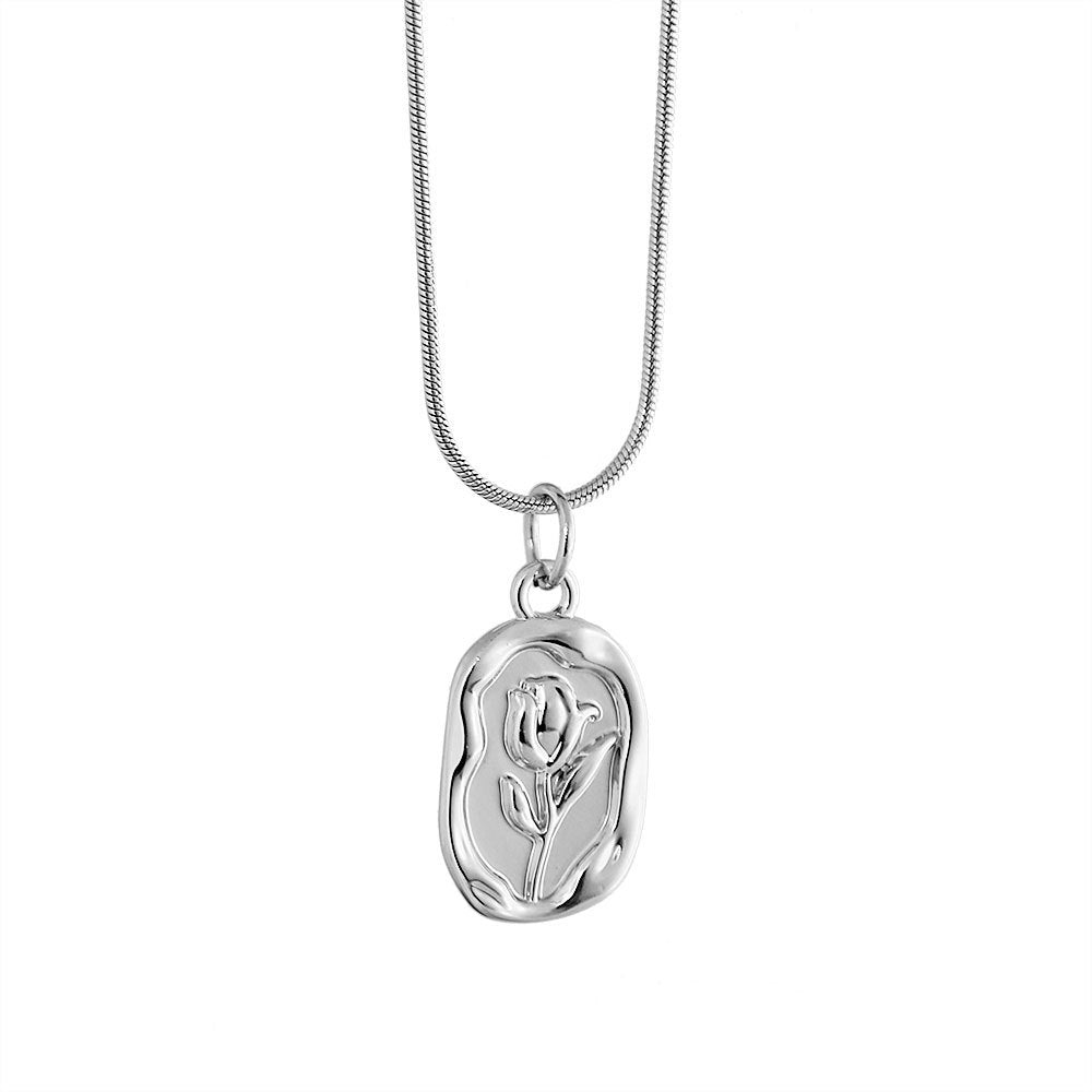 Wholesale Tulip necklace titanium steel 18k gold plated rose pendant